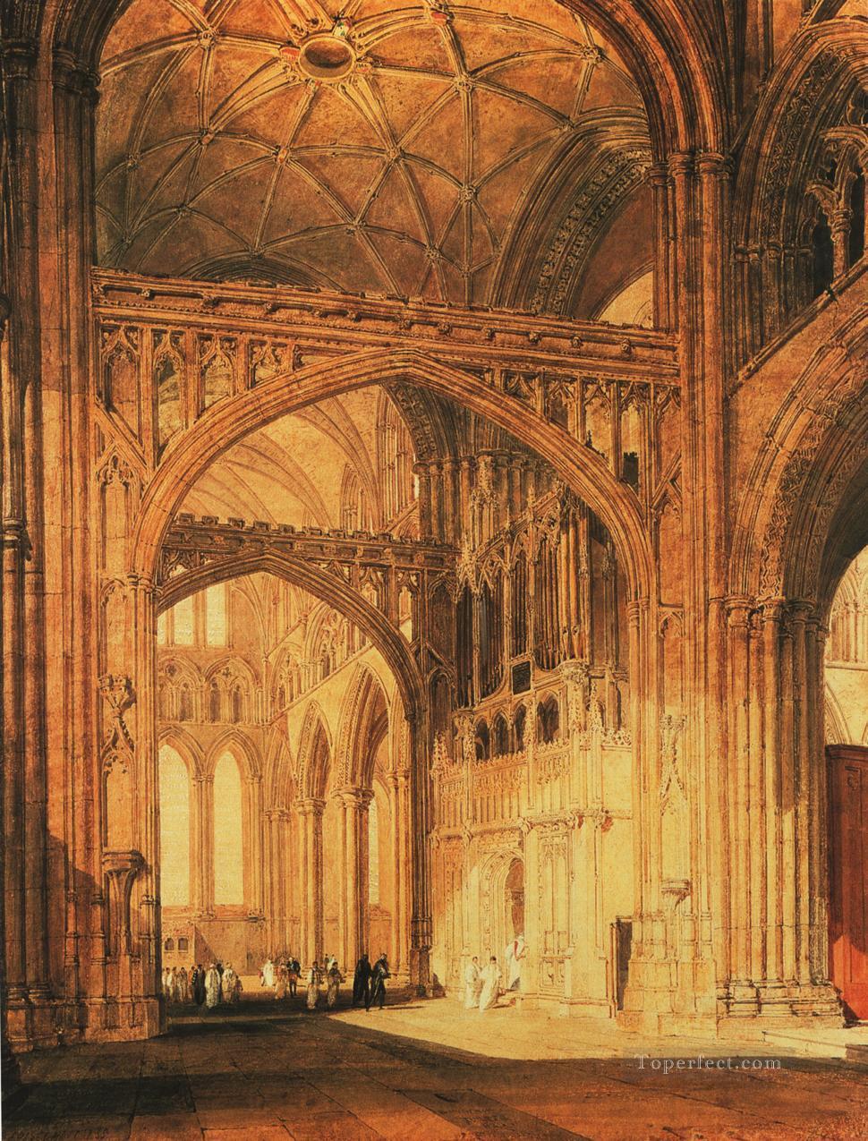 Interior of Salisbury Cathedral Romantic Turner Oil Paintings